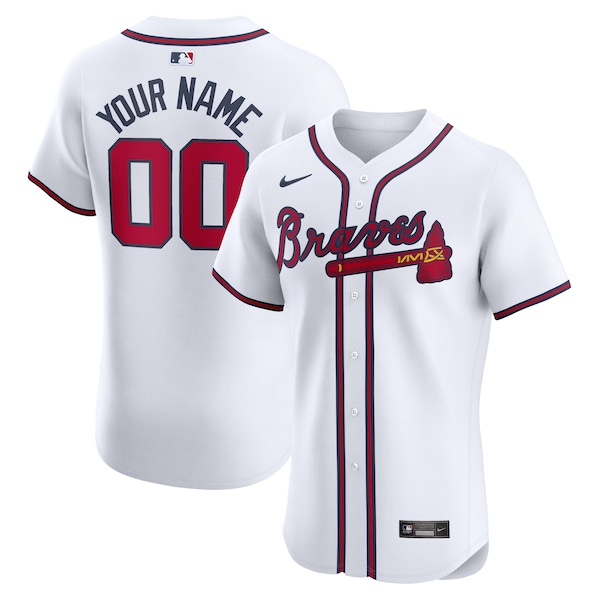 Atlanta Braves Nike Home Elite Custom Jersey - White