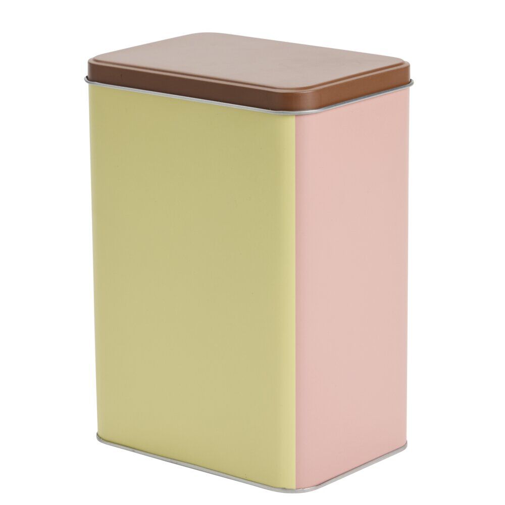 BoÎte alimentaire métal bicolore 20x13cm (2 modèles jaune/rose ou orange/blanc)