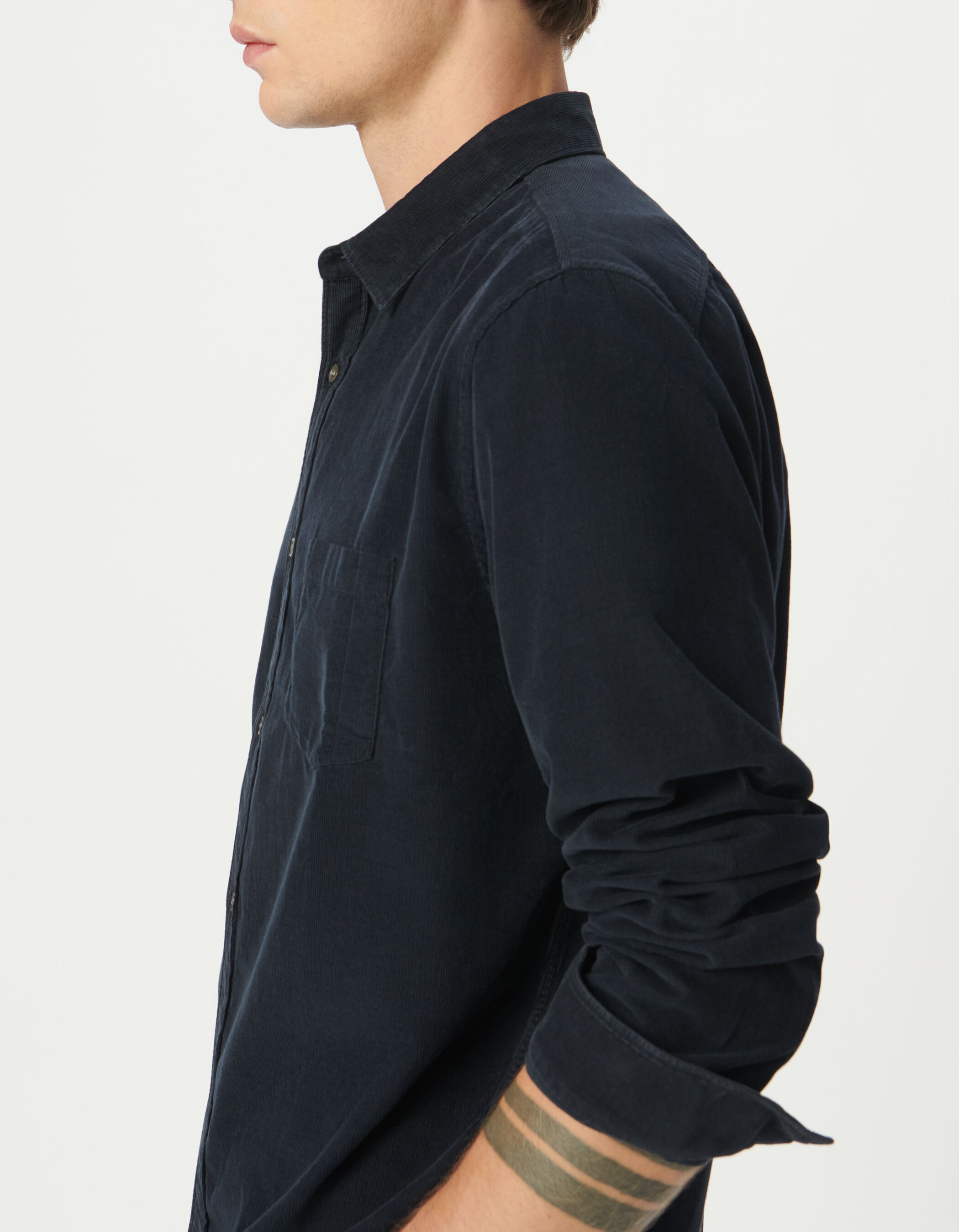 Chemise regular marine coton bio velours milleraies Homme