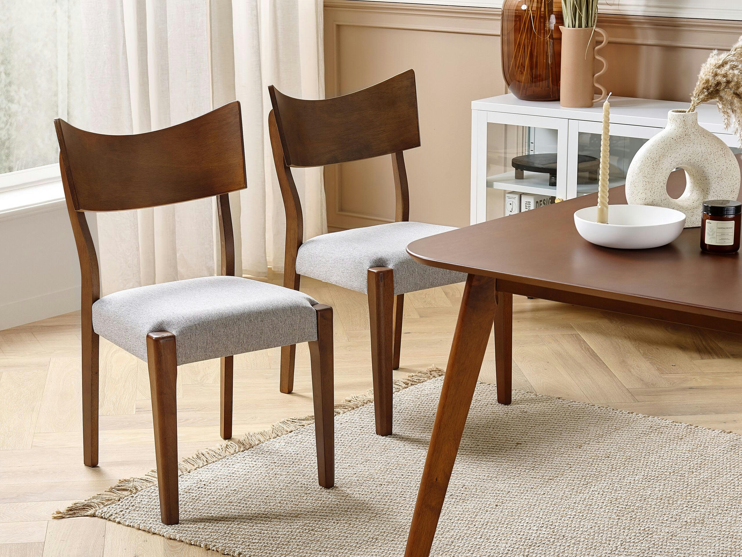 EDEN - Lot de 2 chaises de salle à manger en bois foncé