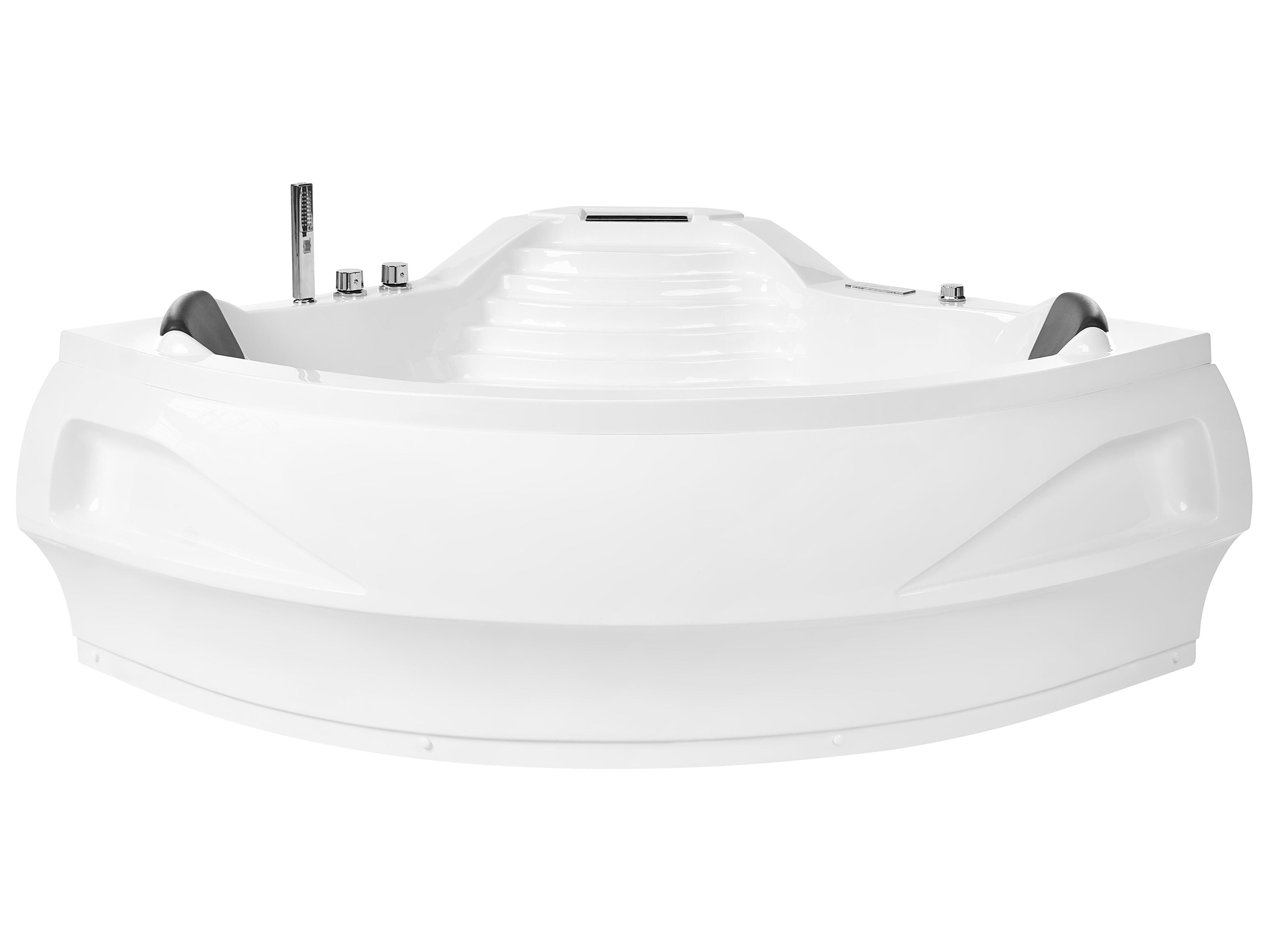 Corner Hot Tub with LED MONACO with Built-In Bluetooth Speaker 2100 x 1450 mm White