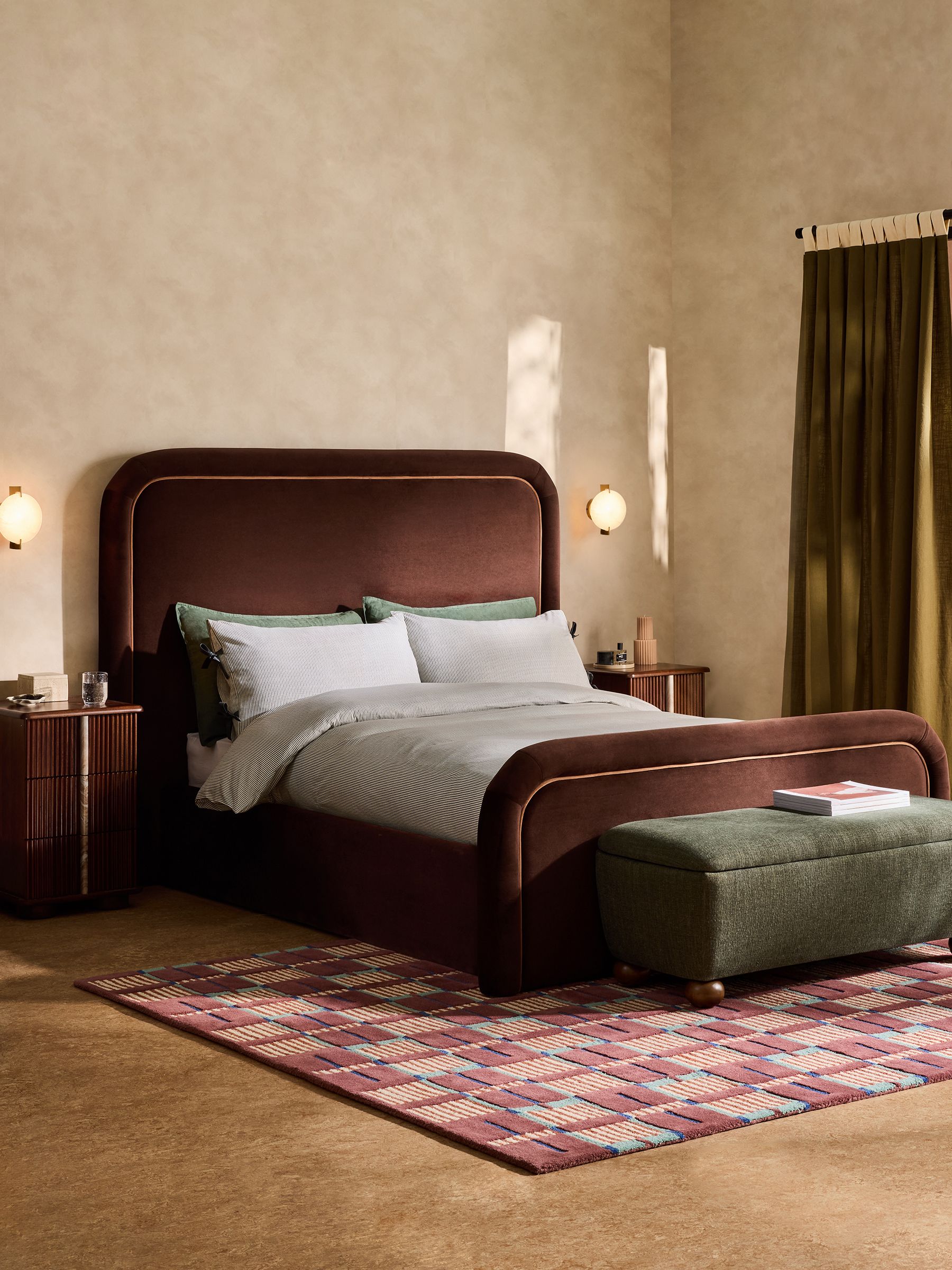 Etta Ottoman Storage Bed in Velvet Dark Truffle Brown