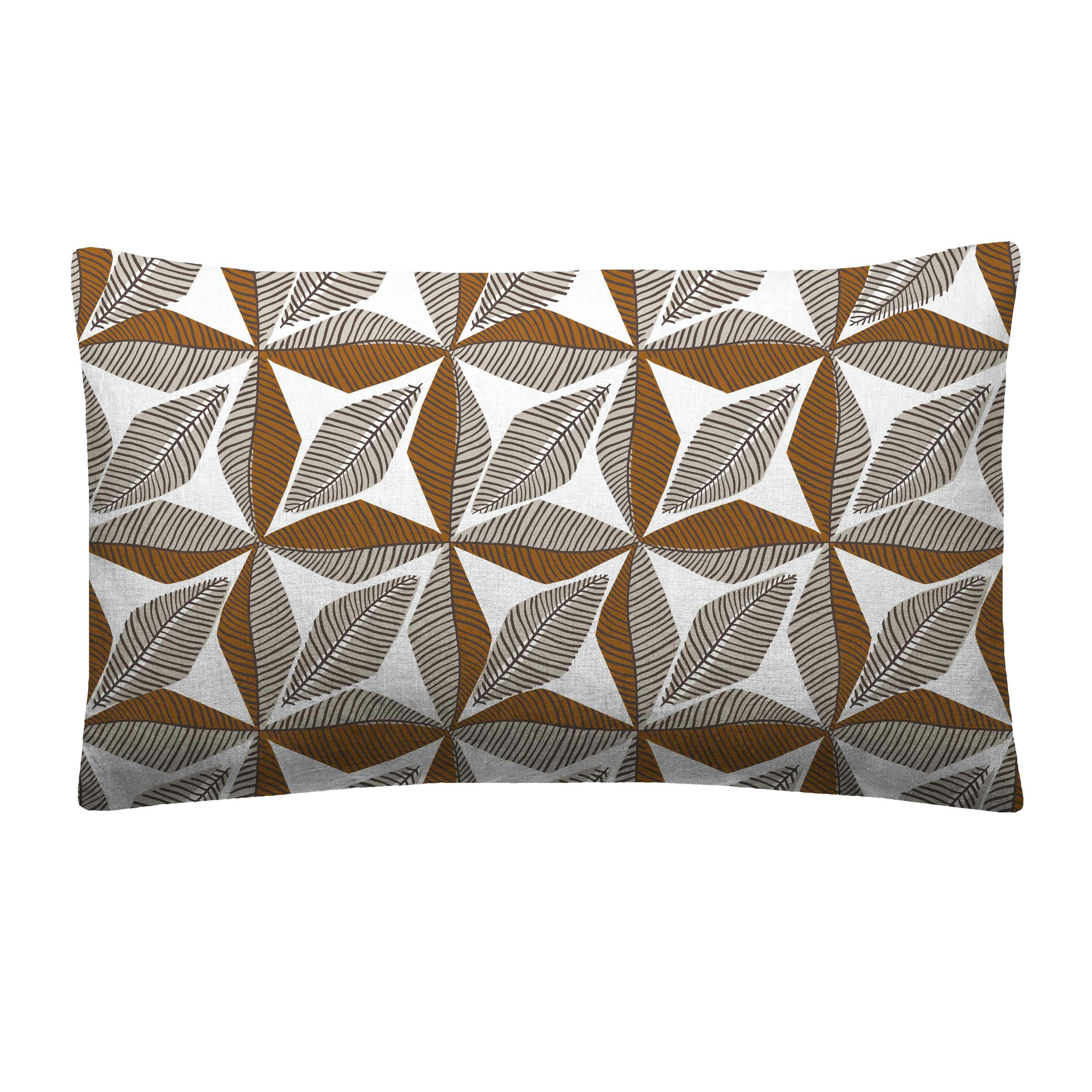 TOGO - Housse de coussin bi matière en lin et coton 33x57cm Cuivre