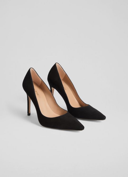 New Fern Black Suede Pointed Toe Courts