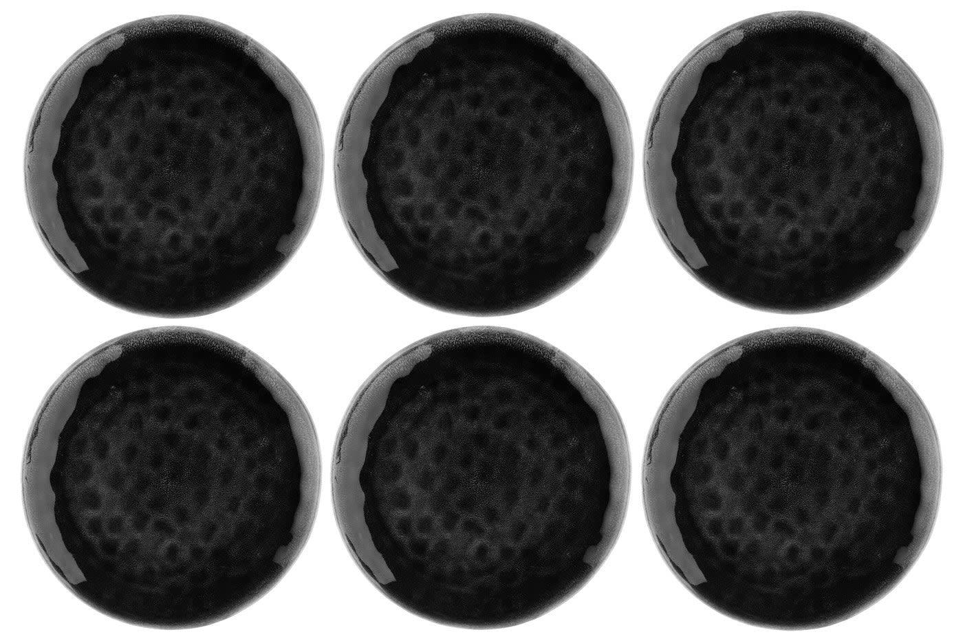 MOON - Lot de 6 assiettes plates en grès noir D28,5