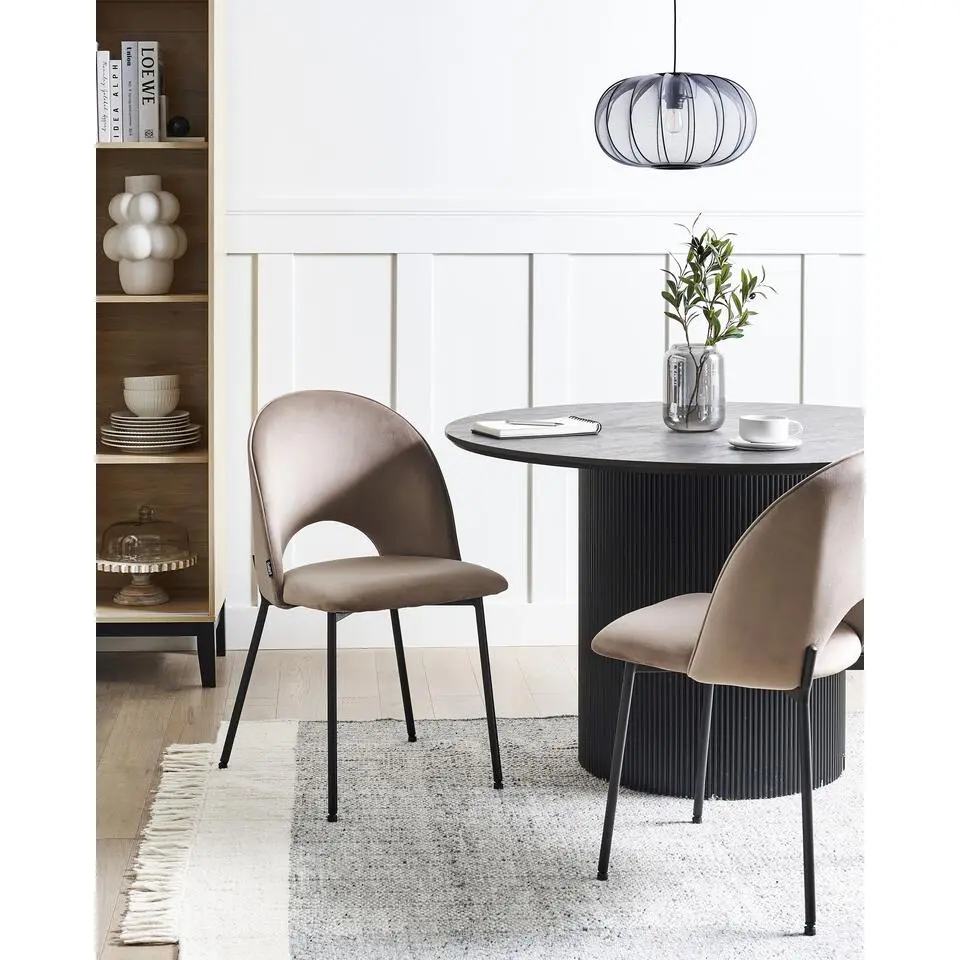 COVELO - Eetkamerstoel set van 2 - Taupe - Fluweel