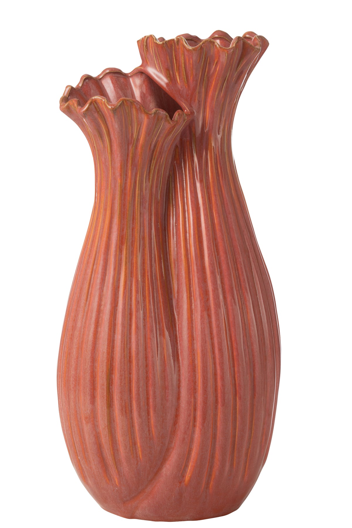 J-Line vaas Botanica Duo - keramiek - koper roze - 53.5 cm hoog