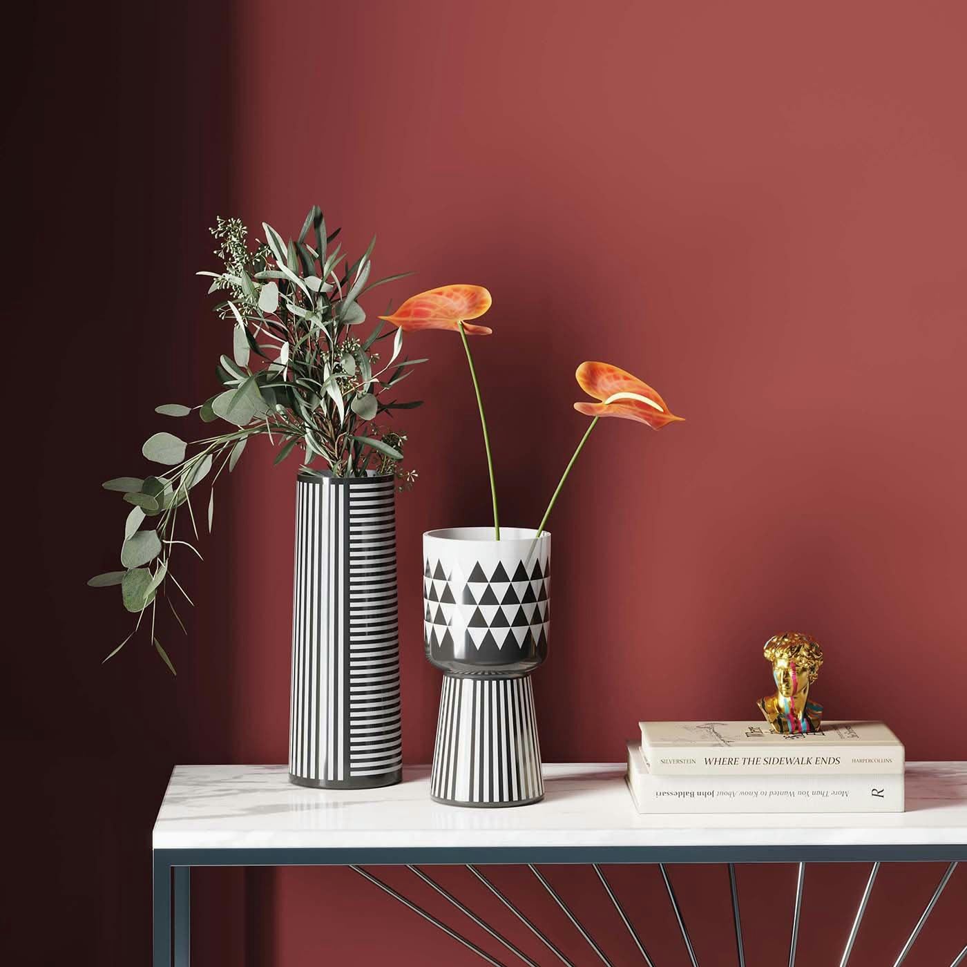 BRILLAR - Vase en verre noir et blanc H31