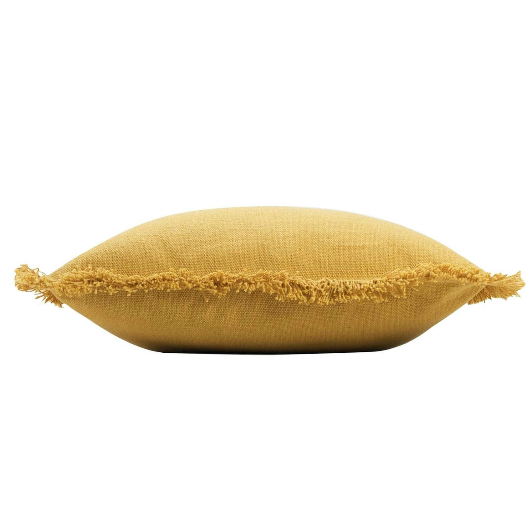 - Coussin déhoussable à franges coton jaune 45x45 cm