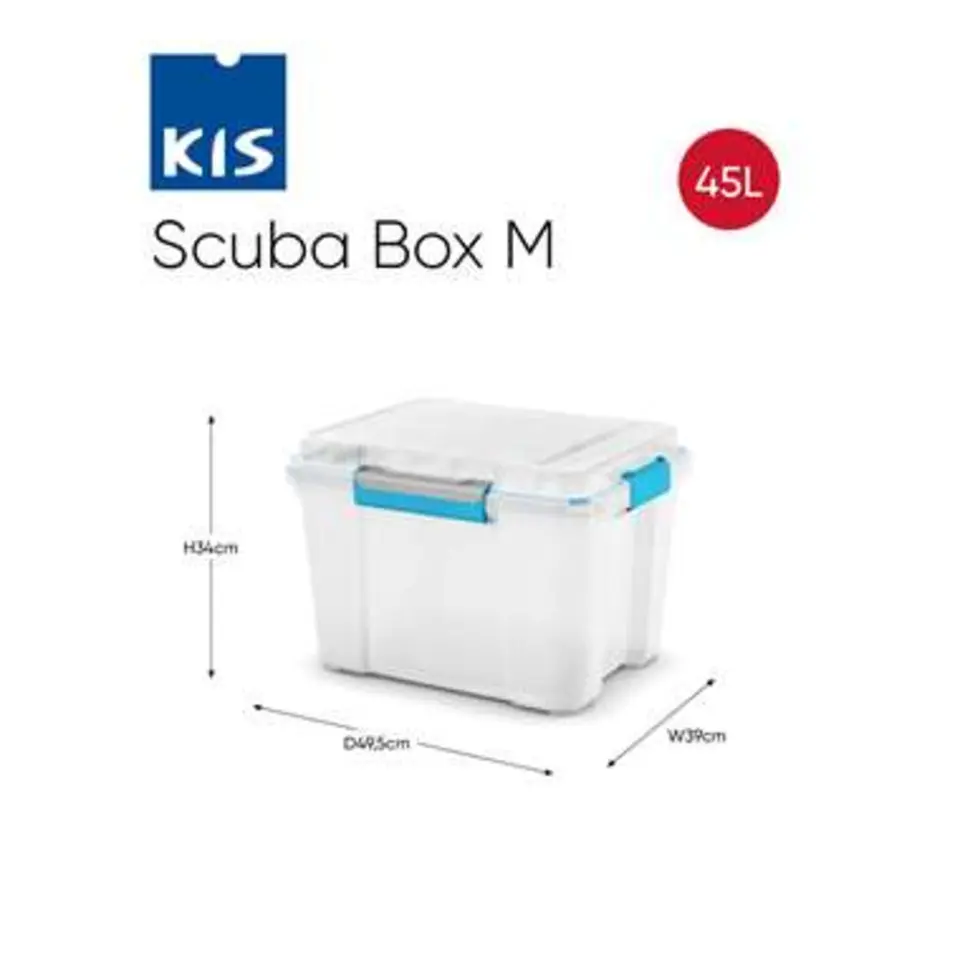 KIS Scuba box M - 45L - wit/blauwe clips