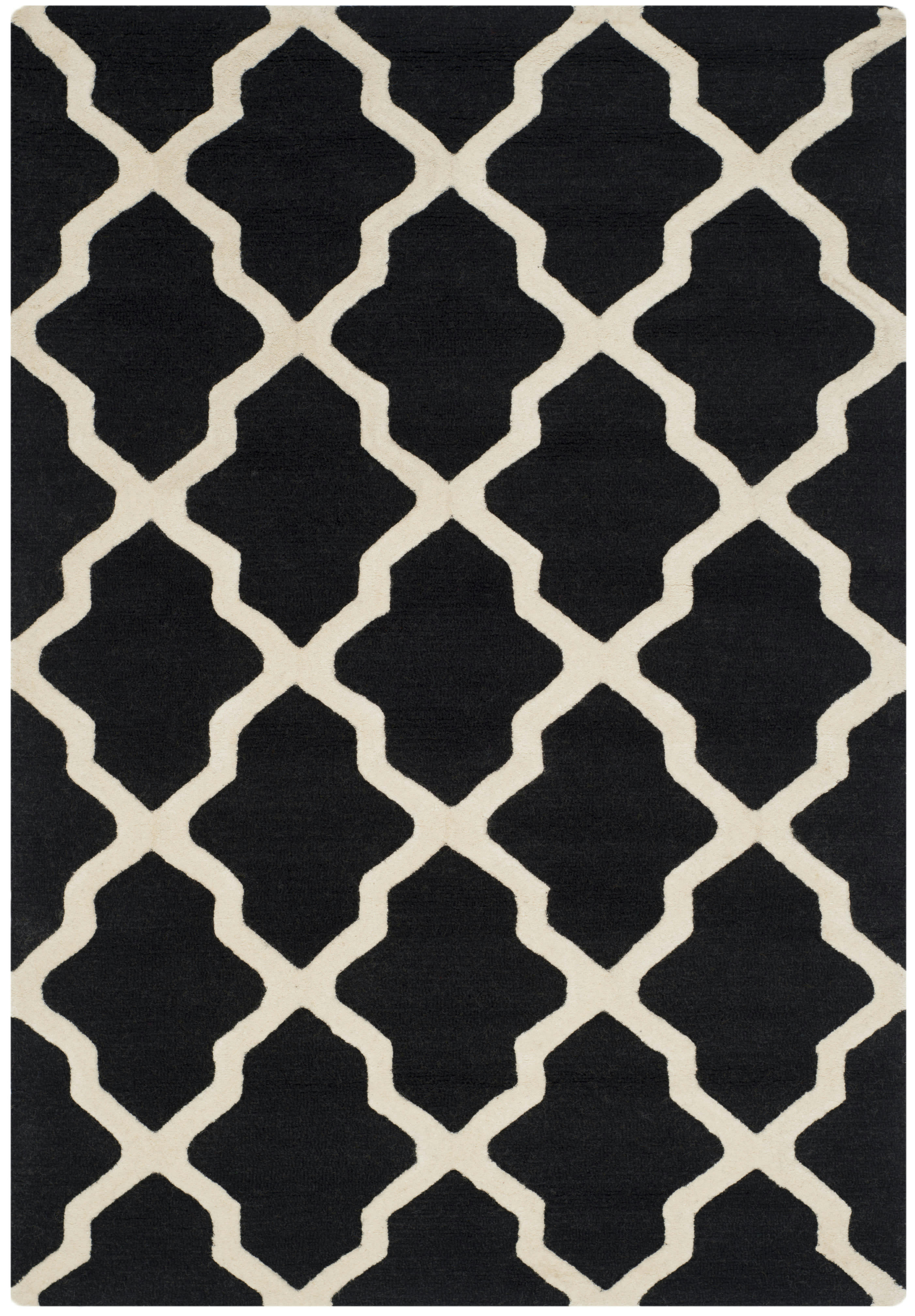 CAMBRIDGE - Tapis de salon interieur en noir & ivoire, 122 x 183 cm