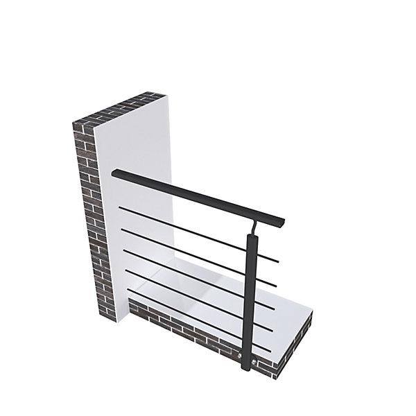 Kit Garde-corps 1m avec raccords muraux - Alu NOir - Pose suspendue et latérale - Pour usage intérieur et extérieur