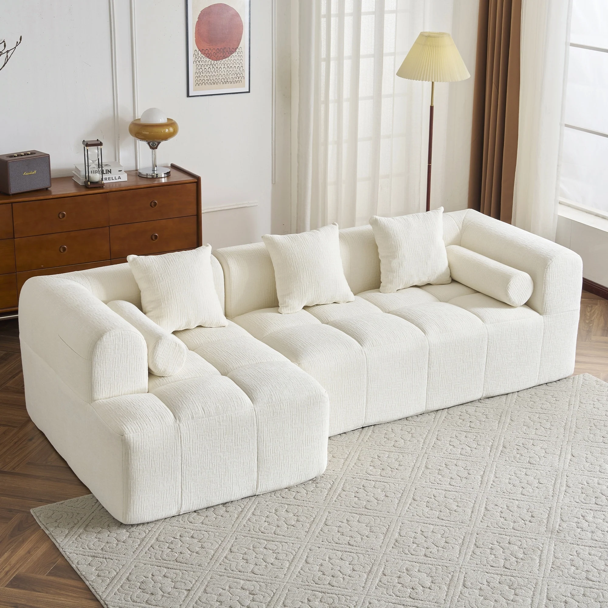 101.2 Chenille Modular Sectional Sofa with Deep Seating, Foam