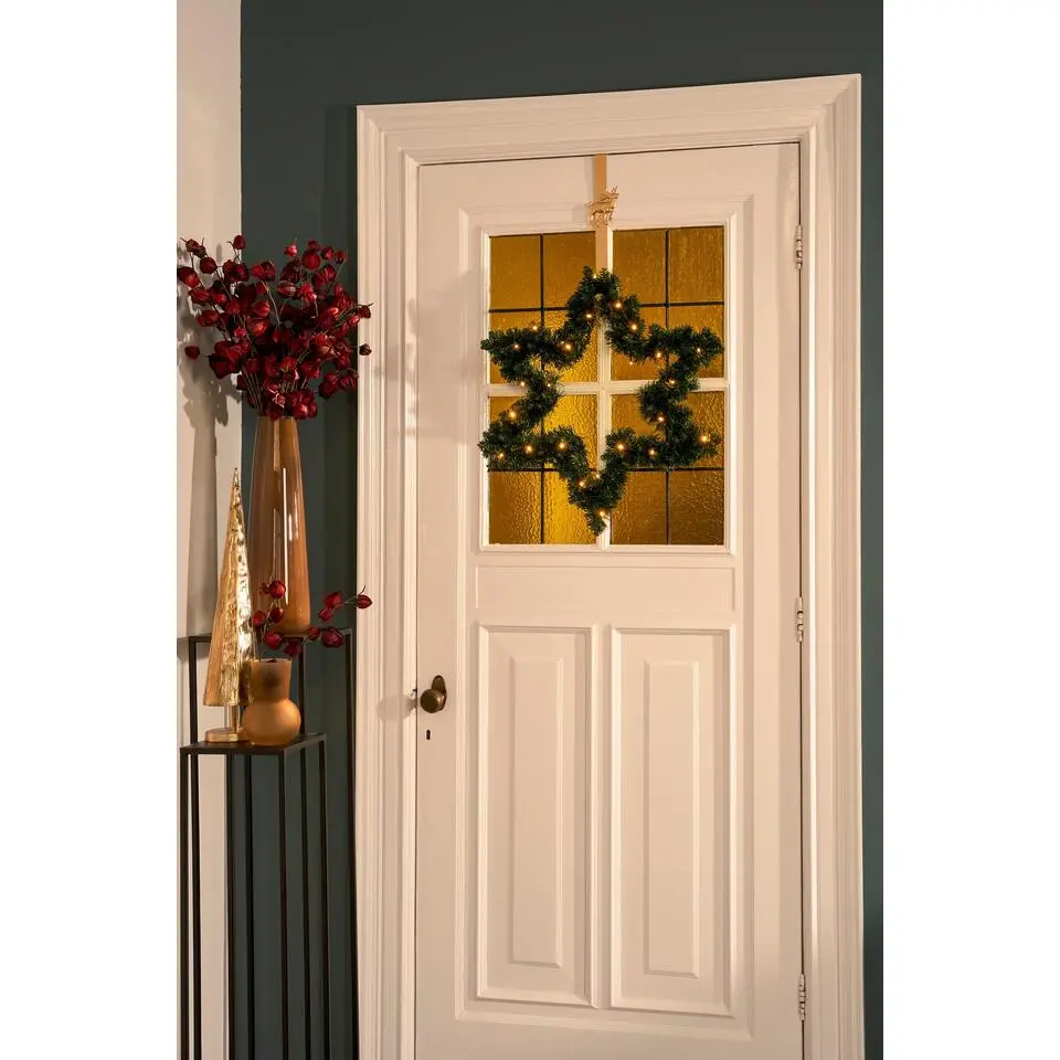 Black Box Trees Kerstkrans Ster met LED Verlichting - &Oslash;60 cm - Groen