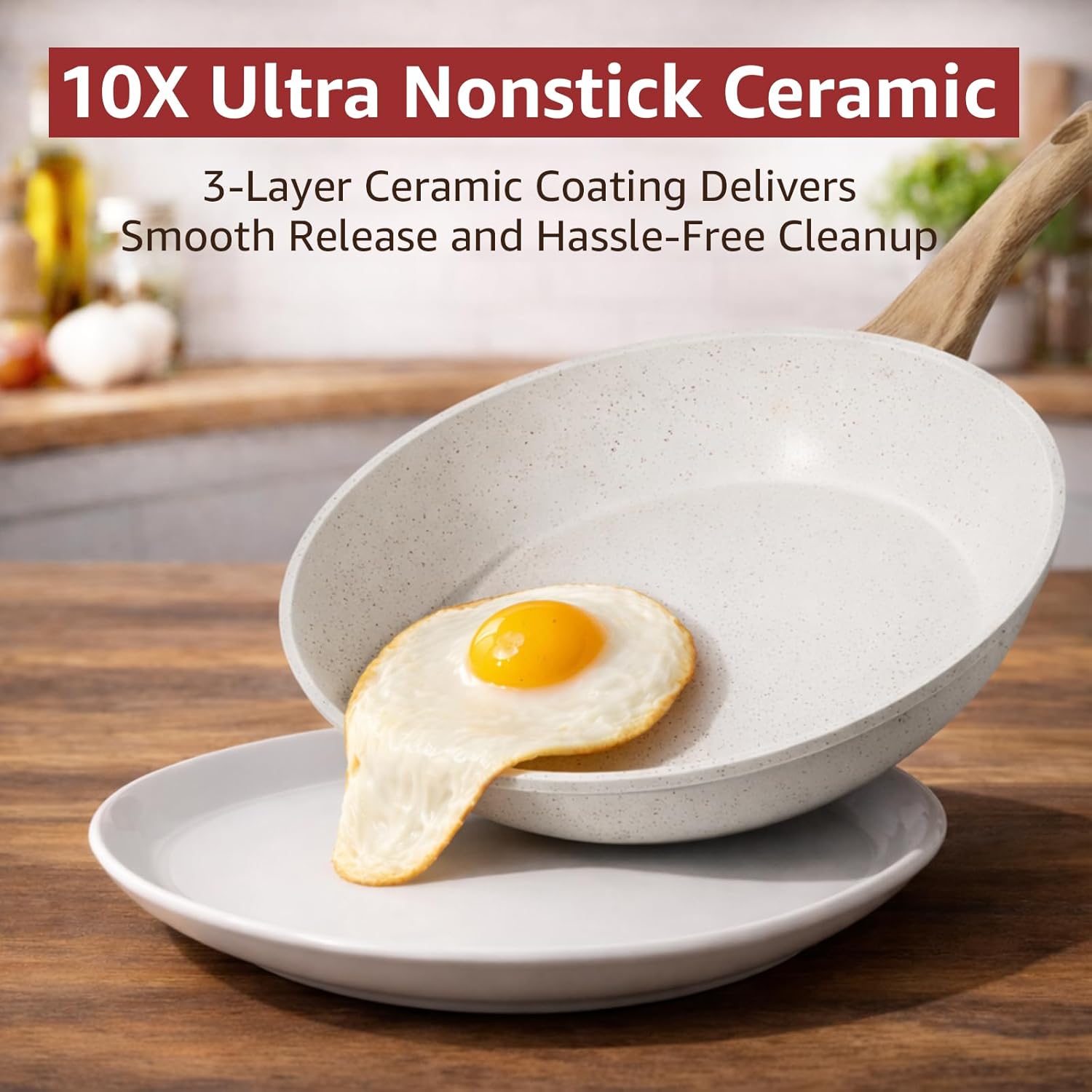 24Pcs Pots and Pans Set Non Stick,Ceramic Cookware Set with Titanium-Reinforced Nonstick Coating,Long-Lasting,PFAS-Free,Induction Compatible,Full Kitchen Set with 3 Stock Pots for Family Cooking