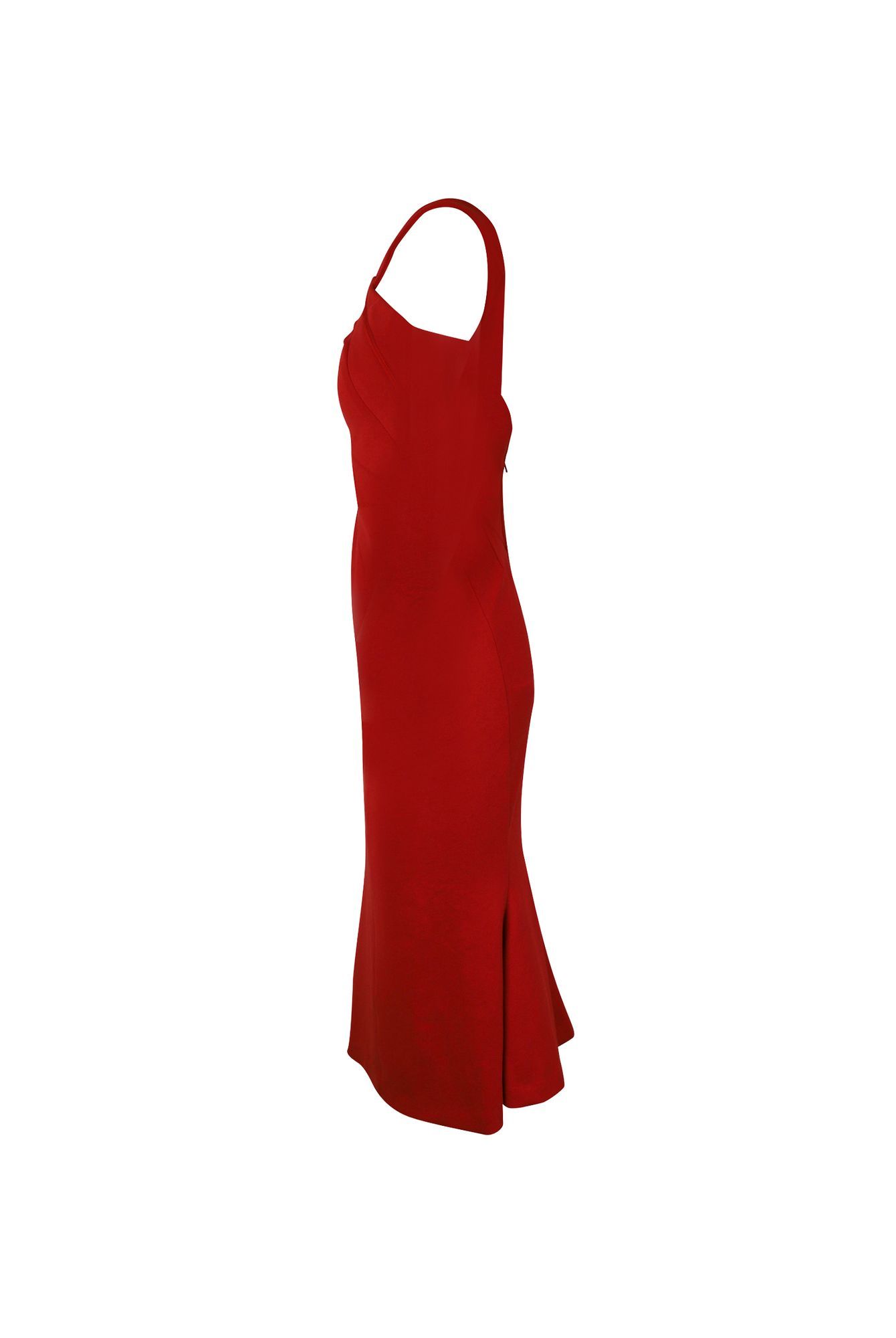 Zac Posen Preloved Halter Flared Bottom Midi Dress in Red Polyester