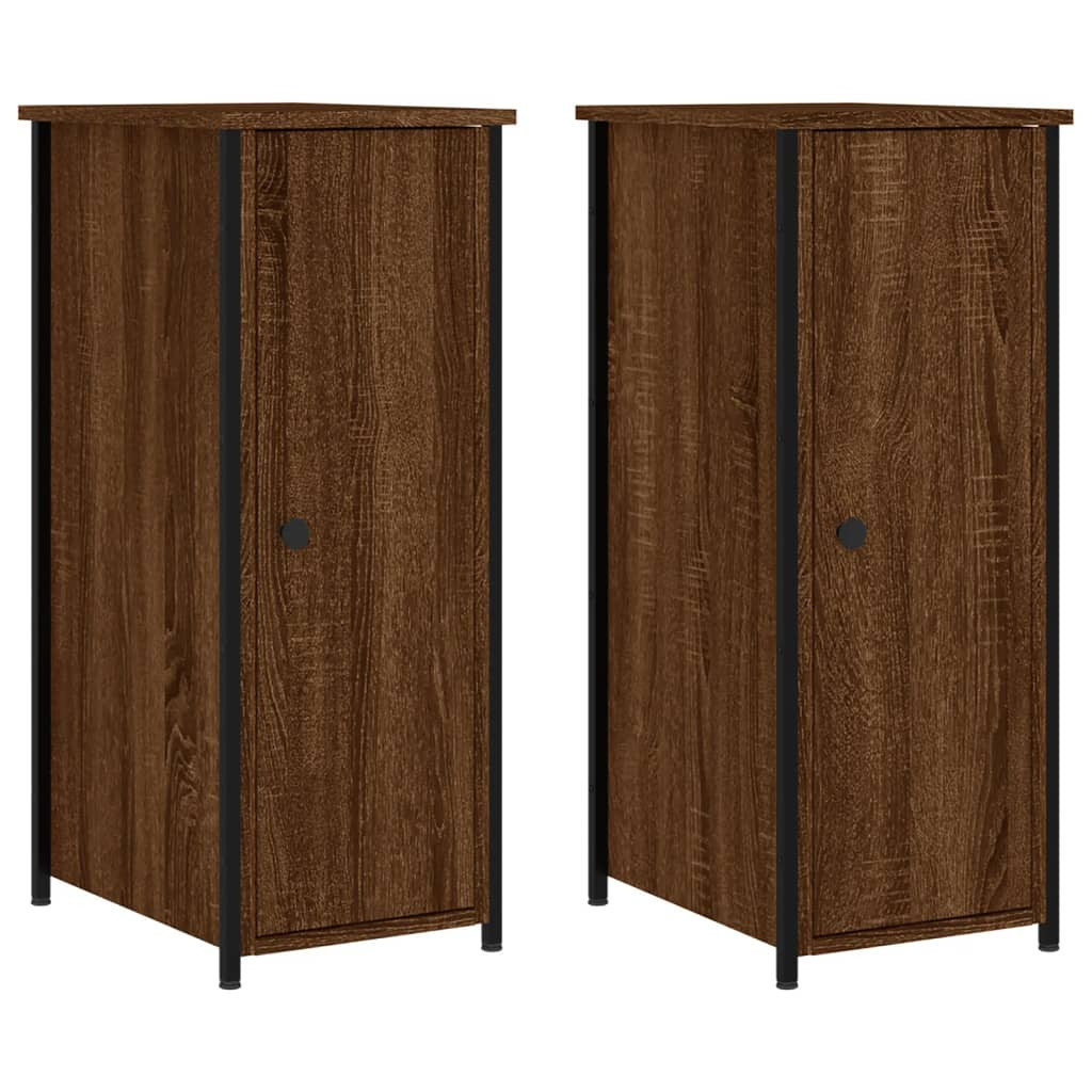2x Szafka Nocna Brązowa z Regulowanymi Nóżkami Do Sypialni 32x42x80 cm