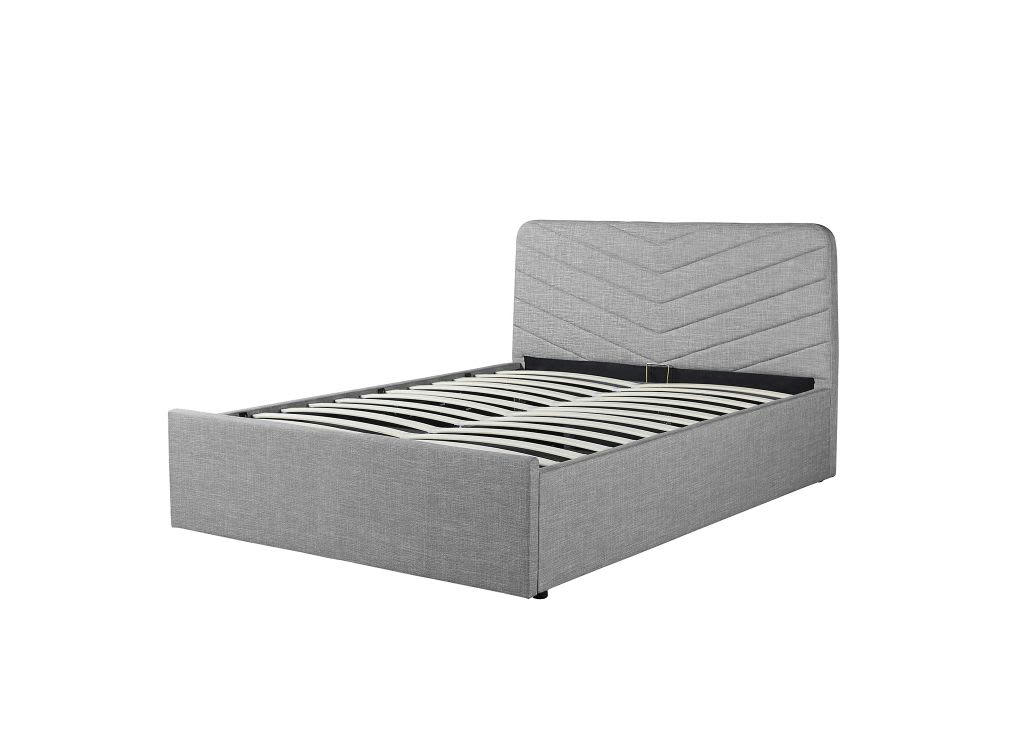 - Cadre de lit tissu avec tête de lit et sommier - Gris - 140 x 190 cm