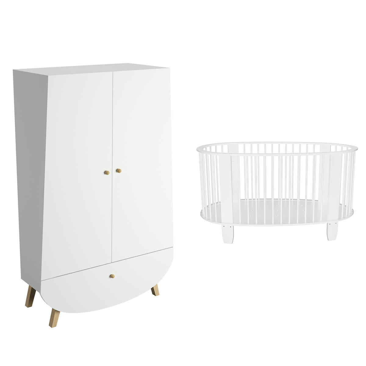 DUO - COCON - Lit bébé 60x120 armoire blanc