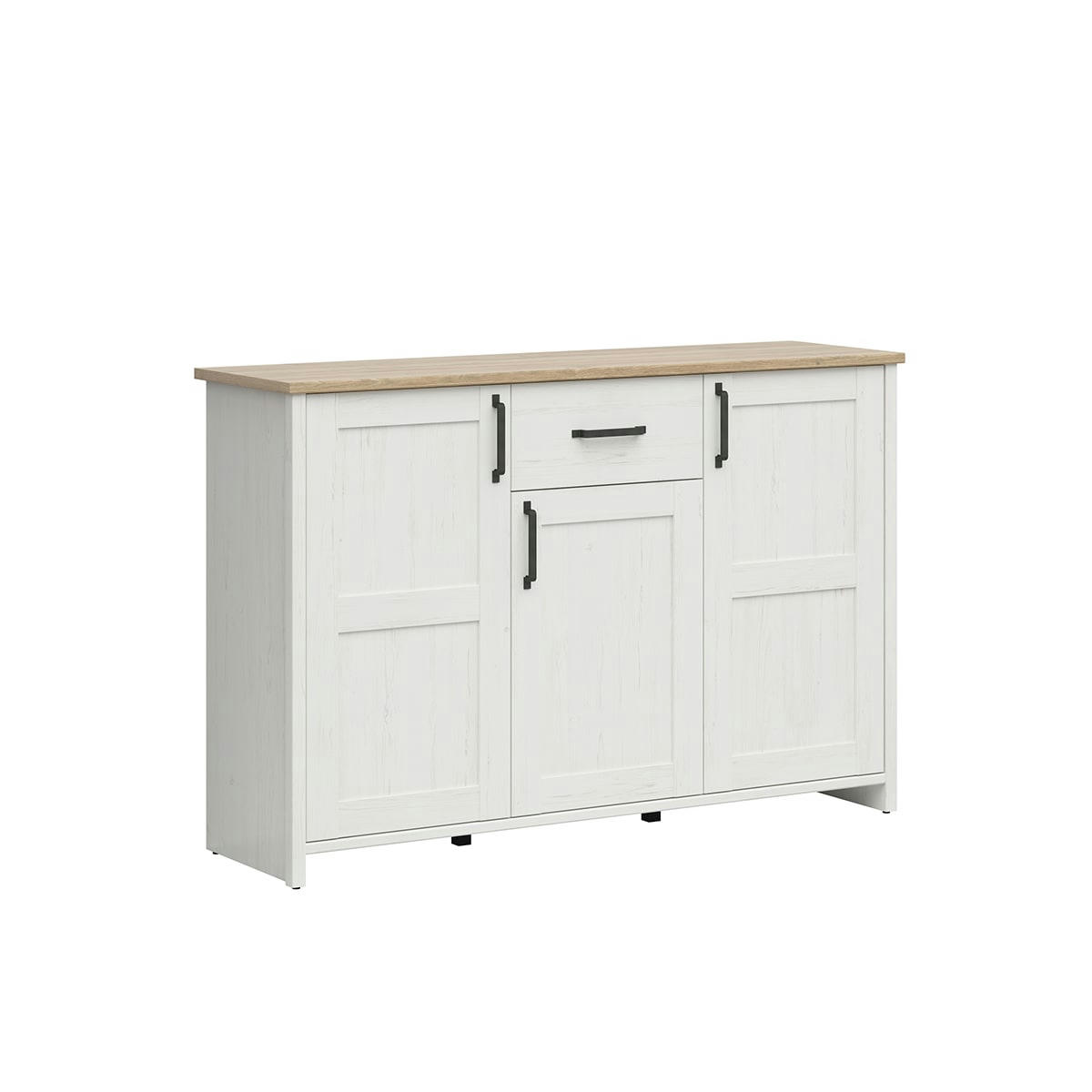 - Buffet 3 portes 1 tiroir blanc et naturel