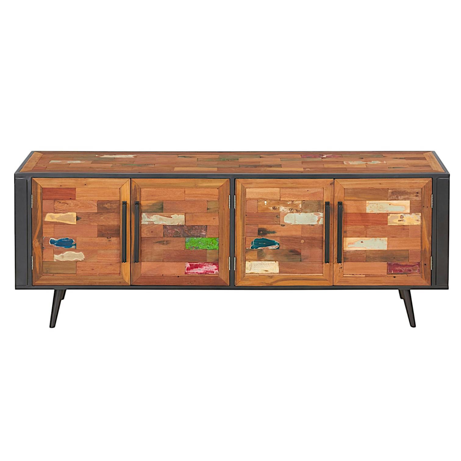 Buffet enfilade 4 portes bois recyclé DRAKKAR