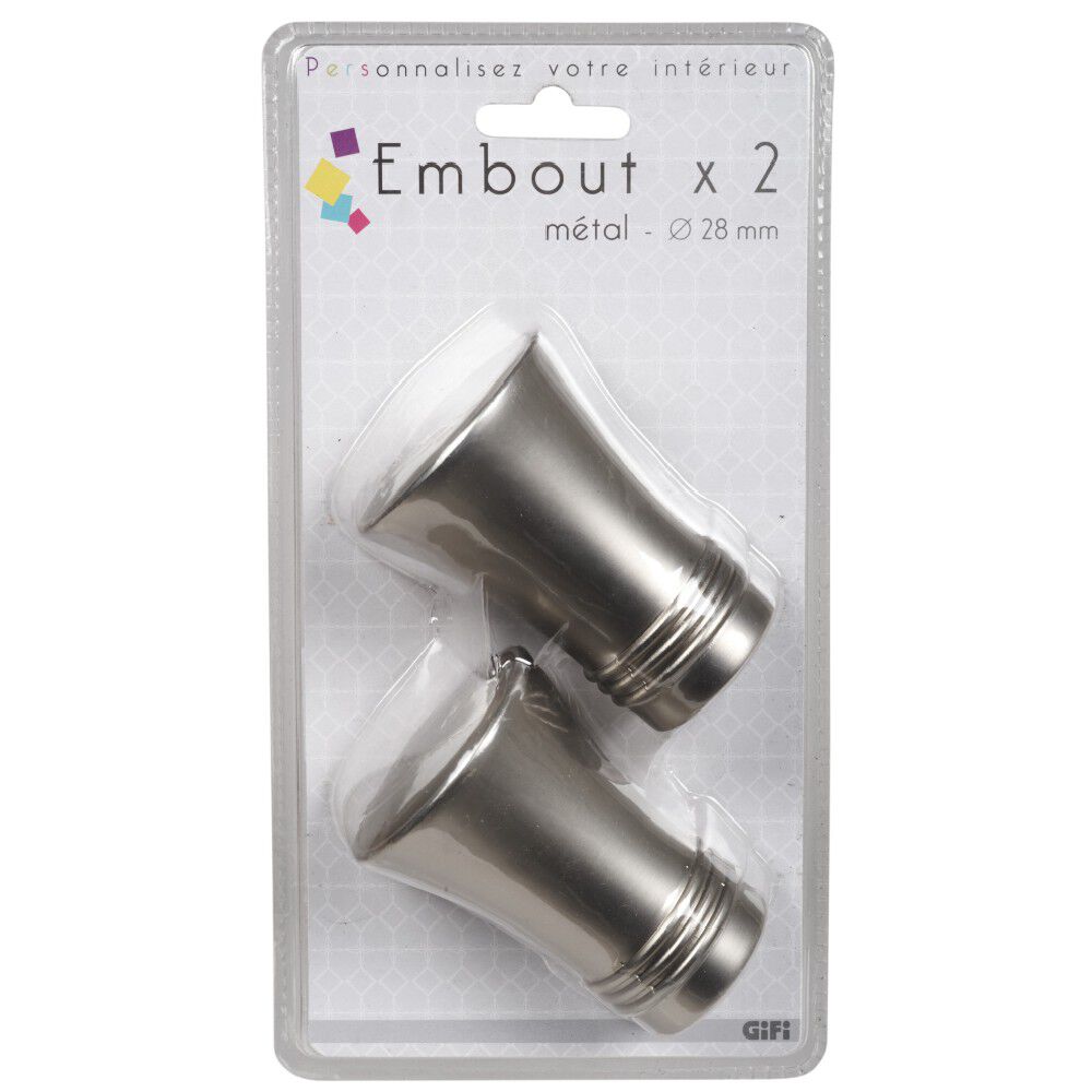Embout pour tringle à rideaux x2 couleur métal nickel