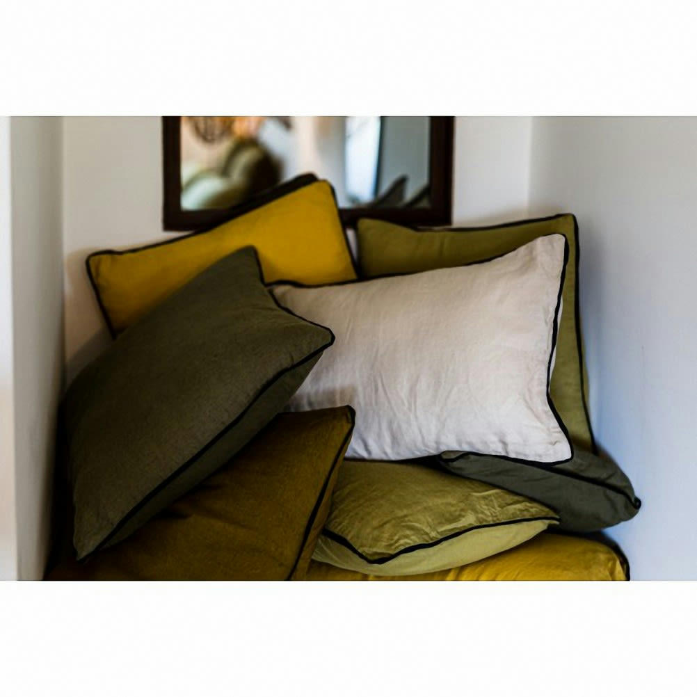 LIN - Housse de coussin pur lin lavé foin 45x45