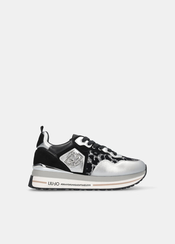 Sneakers platform glitter animalier