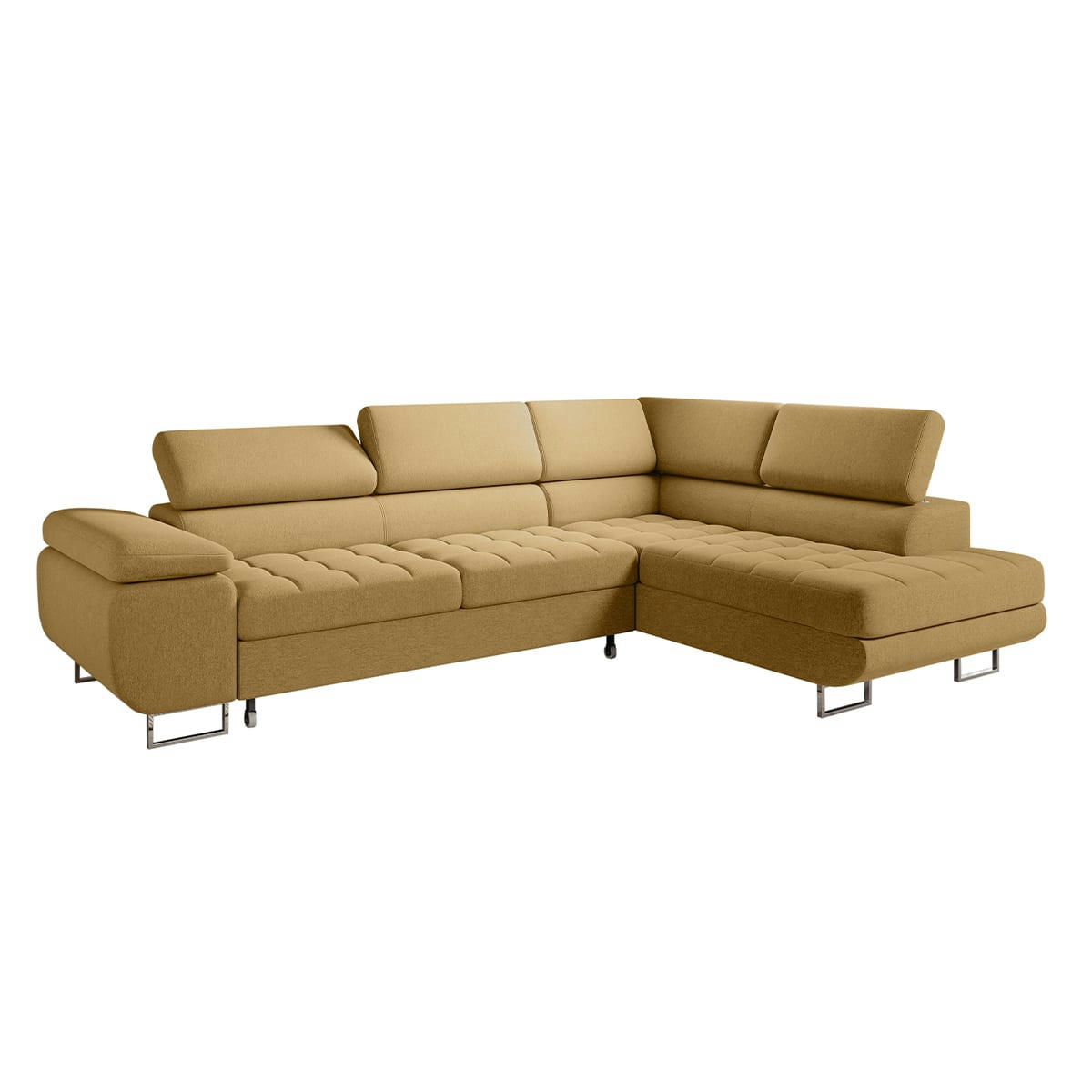 - Canapé d'angle convertible droite 4 places jaune