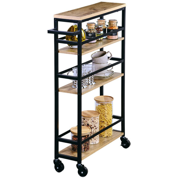 Regał Kesper mobilny kuchenny 15x50x81cm bambusowy nowoczesny z kółkami