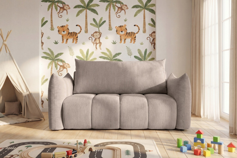 Sofa amerykanka Flo, z funkcją spania, dla dzieci, Poso, cappuccino (02)