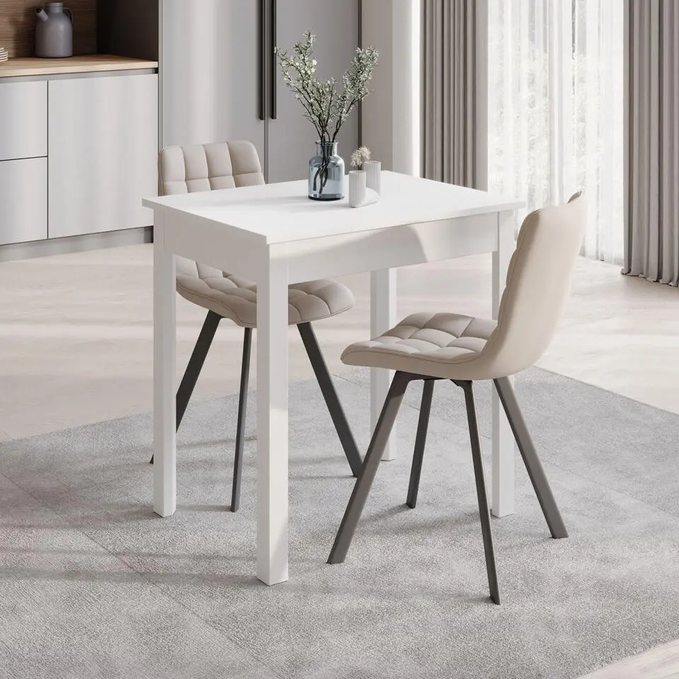 Meubella - Eetkamertafel Steve - Wit - 75 cm