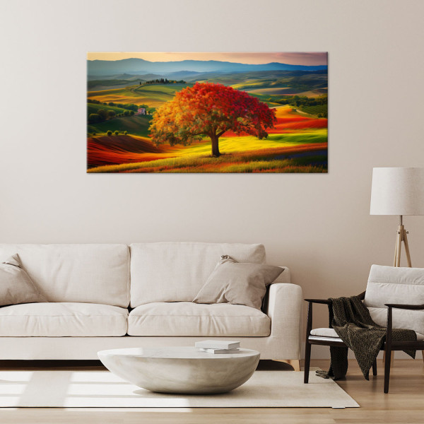 Feeby Obraz na płótnie, Toskania Krajobraz Drzewo Natura 100x50
