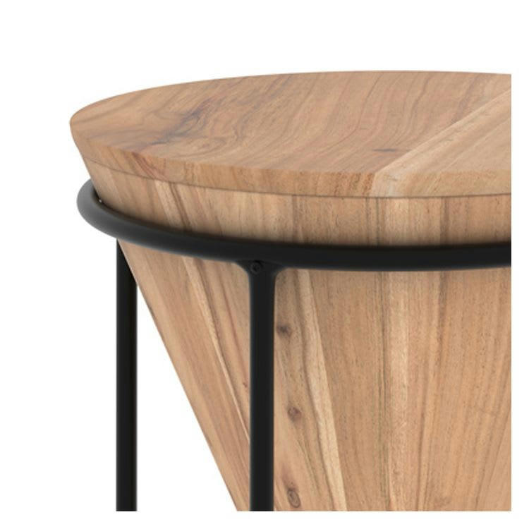 MAFANA - Grande sellette en bois d'accacia et métal D41 cm