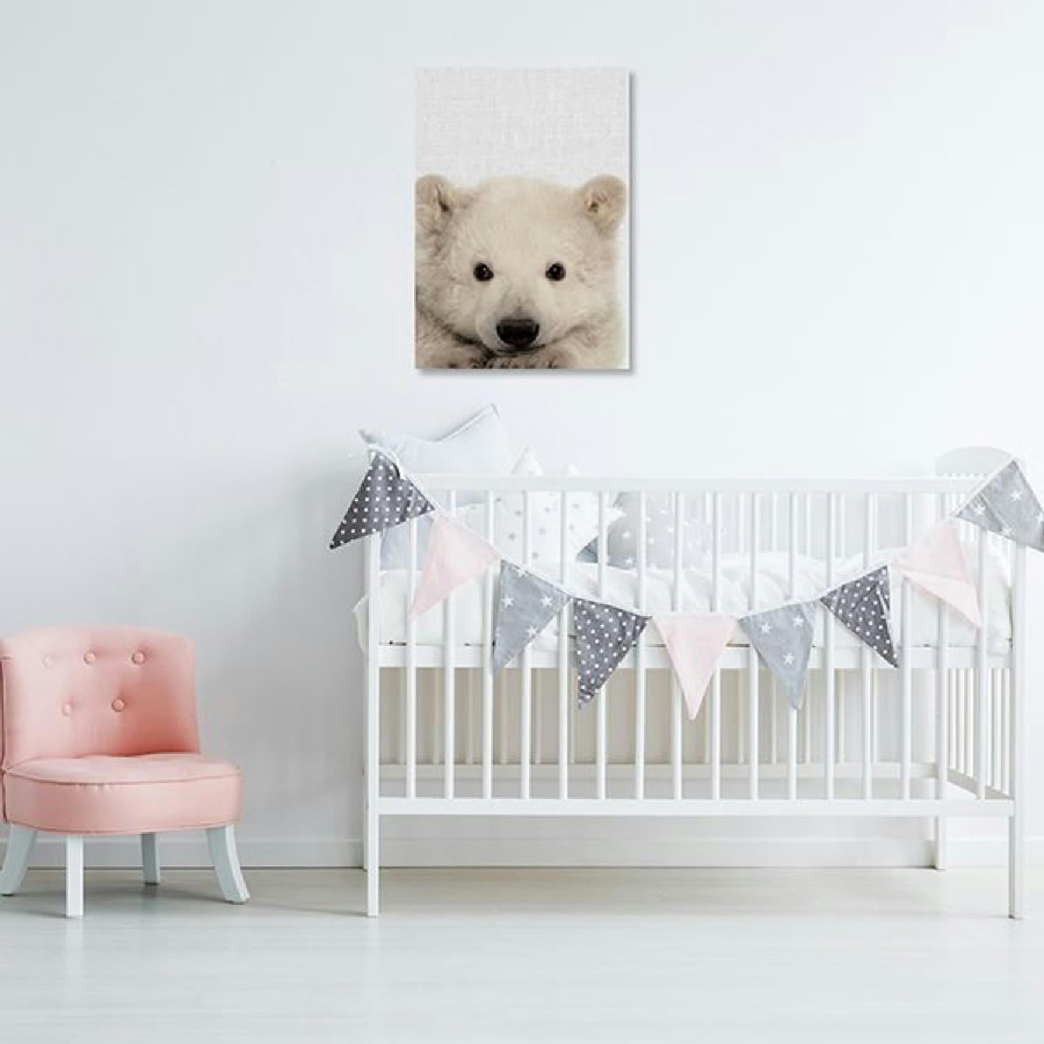 ANIMAL FUN - Tableau métal ours blanc 32x45