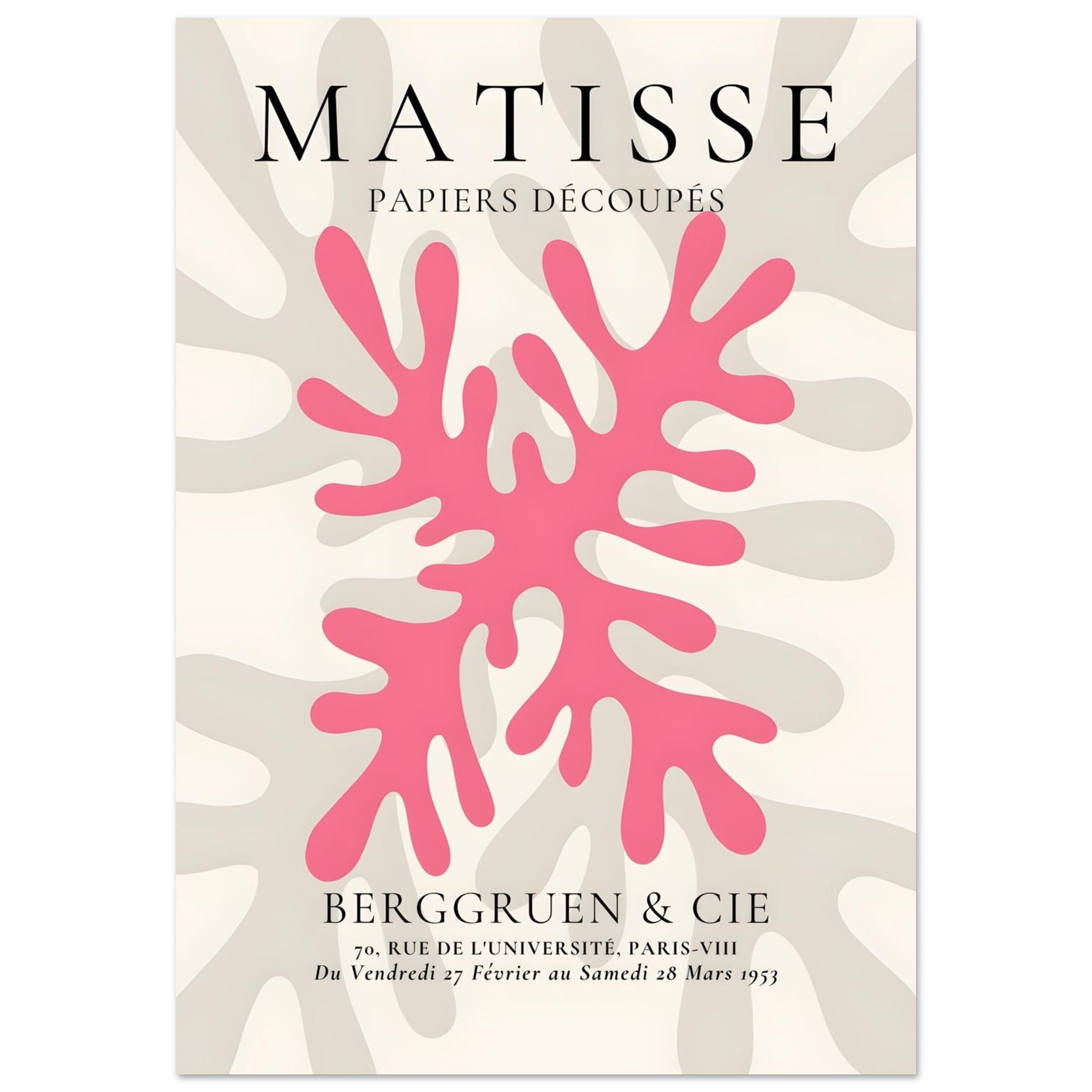 Artfulprints Poster Matisse – Pink coral  - 70x100 cm - Roze