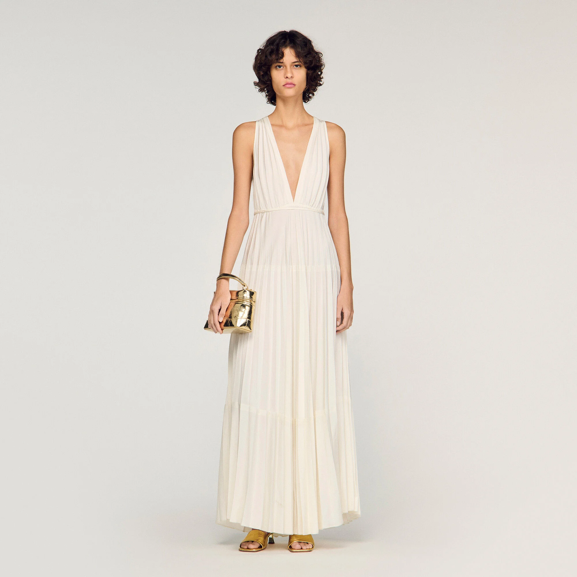 Robe longue plissée