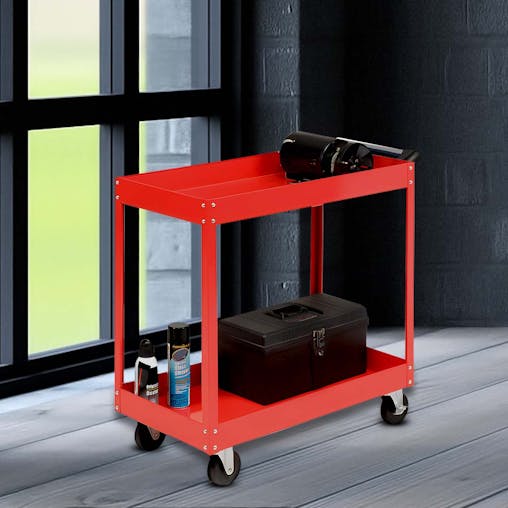 SOGA 2-Pack 2-Tier Red Tool Storage Carts