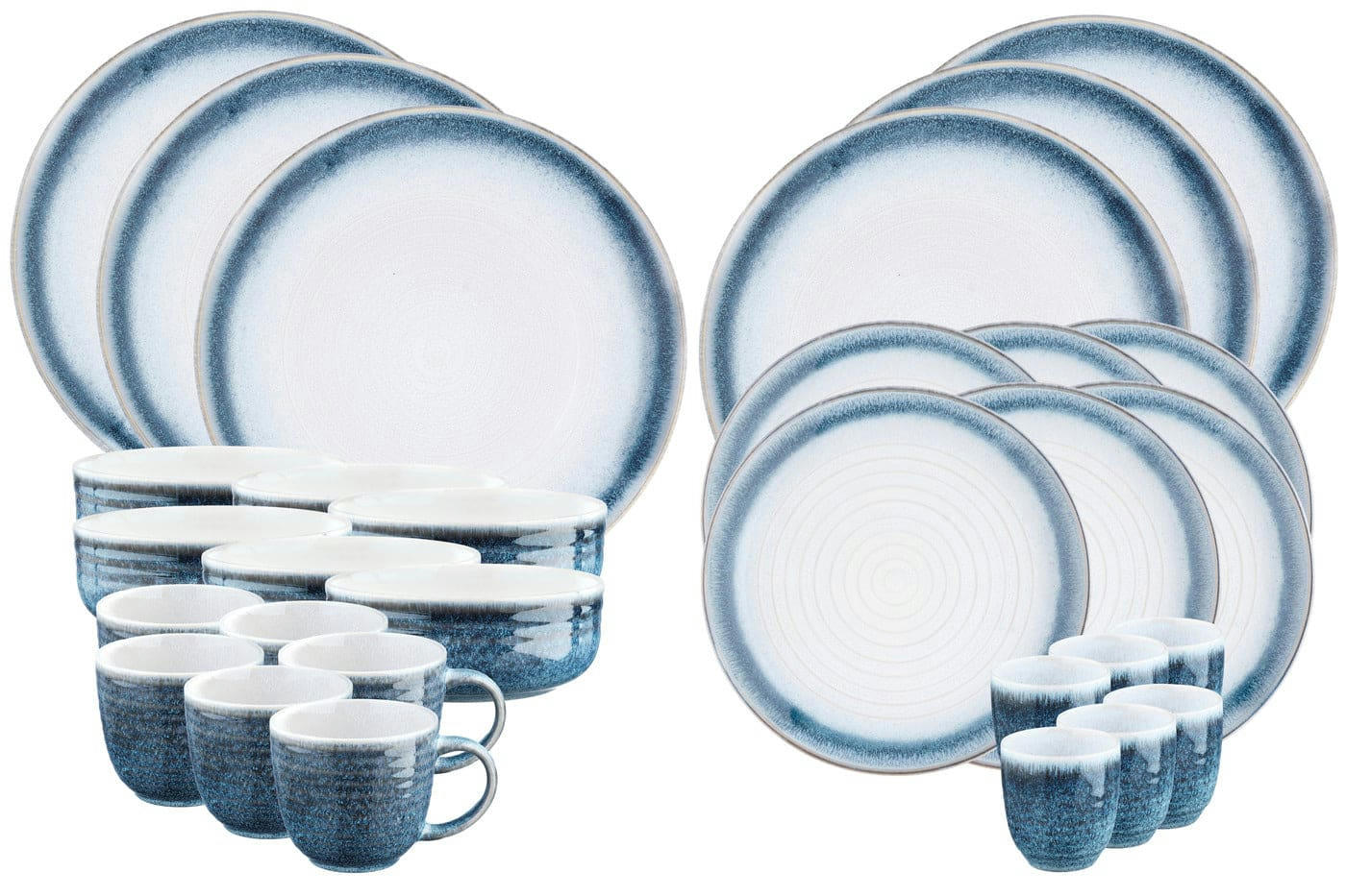 COSMOS - Set vaisselle 30 pièces en grès bleu