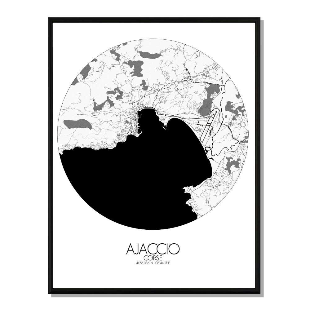 - Affiche Ajaccio Carte ronde 40x50