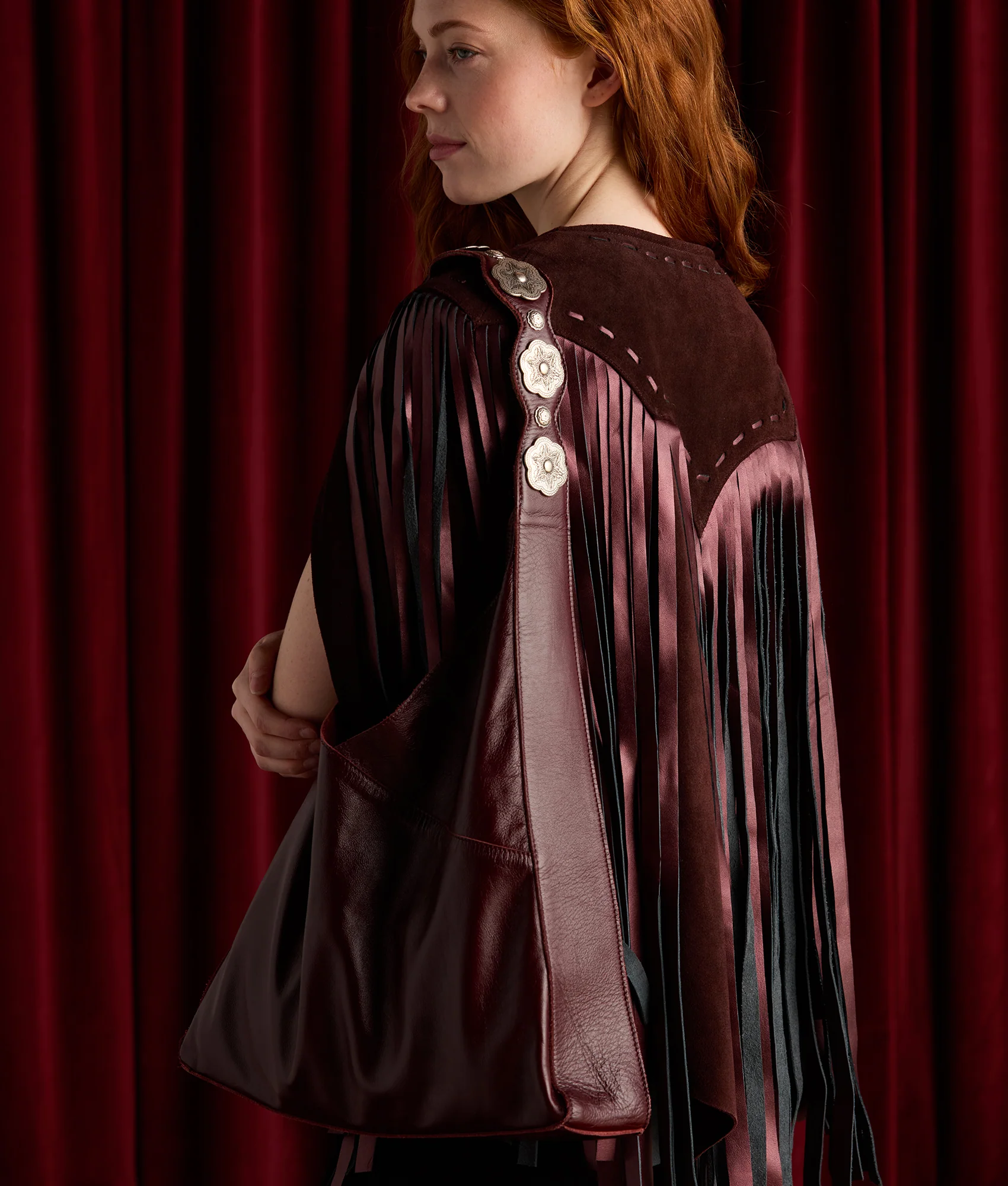 Goldie Concho Tote - Burgundy