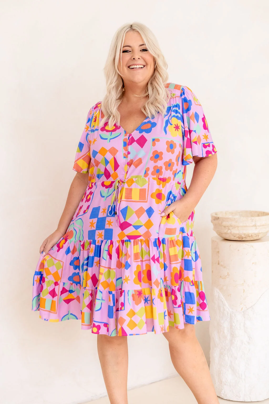 Charlie Dress in Checkerboard Petals