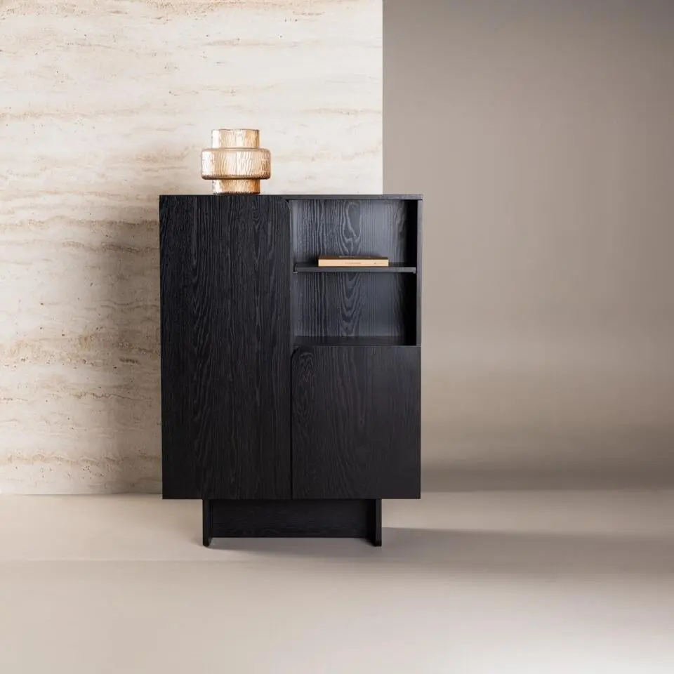 Kast Zwart MDF - 80x30x110cm - Tyres&ouml;