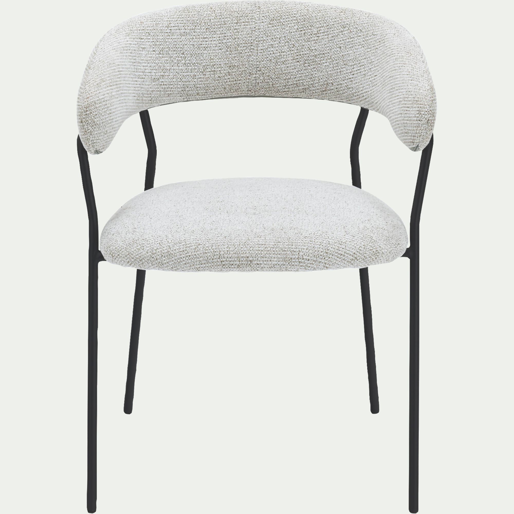 PEYRUIS - Chaise de repas avec accoudoirs en tissu - beige