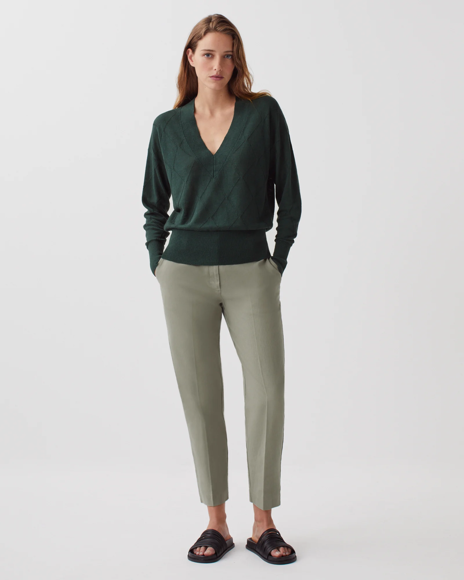 Pull col V à manches longues