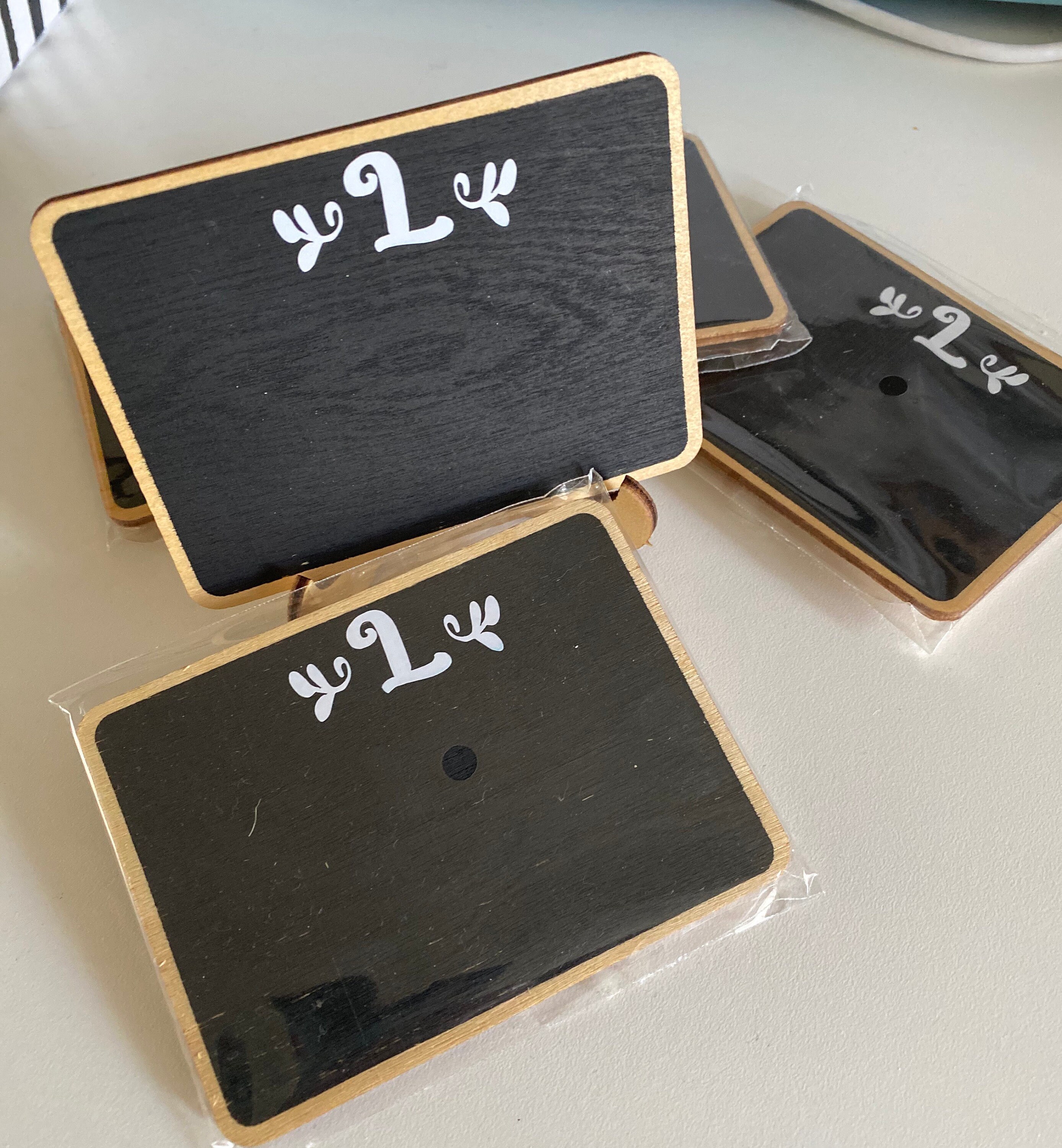 Four Mini Chalkboard signs with easel. (4pc.per order) can be personalized