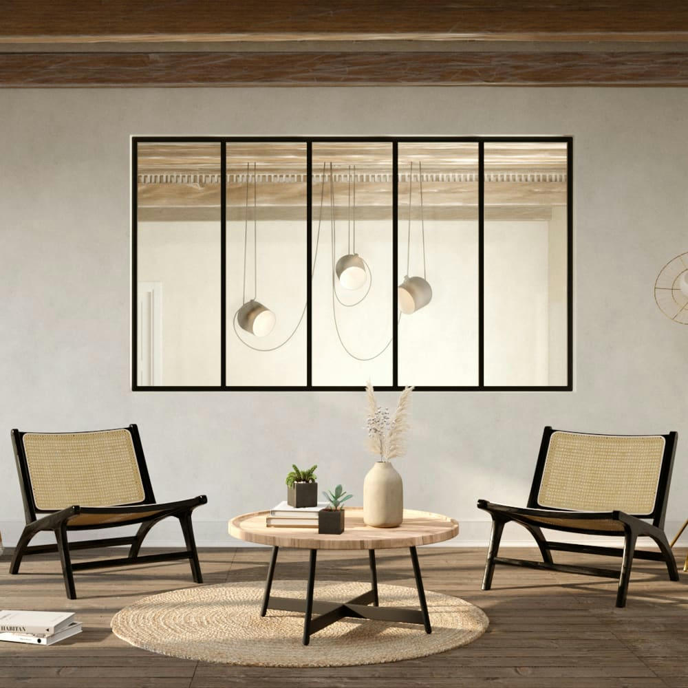 SIENNA - Table basse ronde en bois d'acacia et métal D90 cm