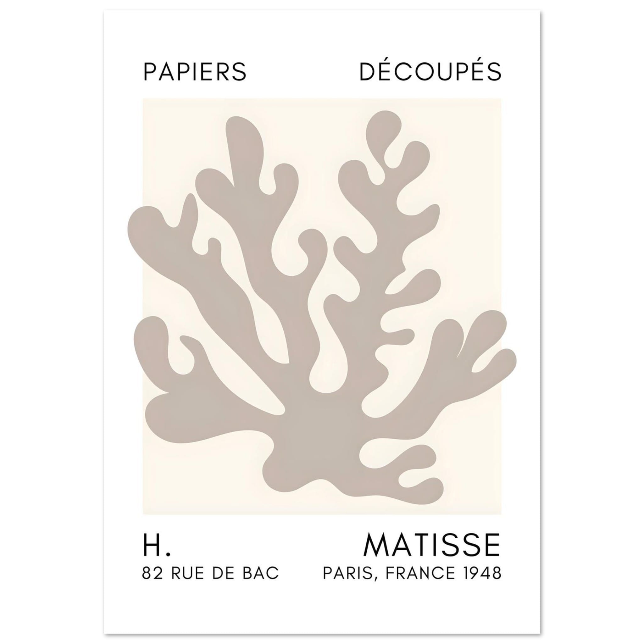 Artfulprints Poster Matisse – Saltflower shapes grey  - 70x100 cm - Grijs