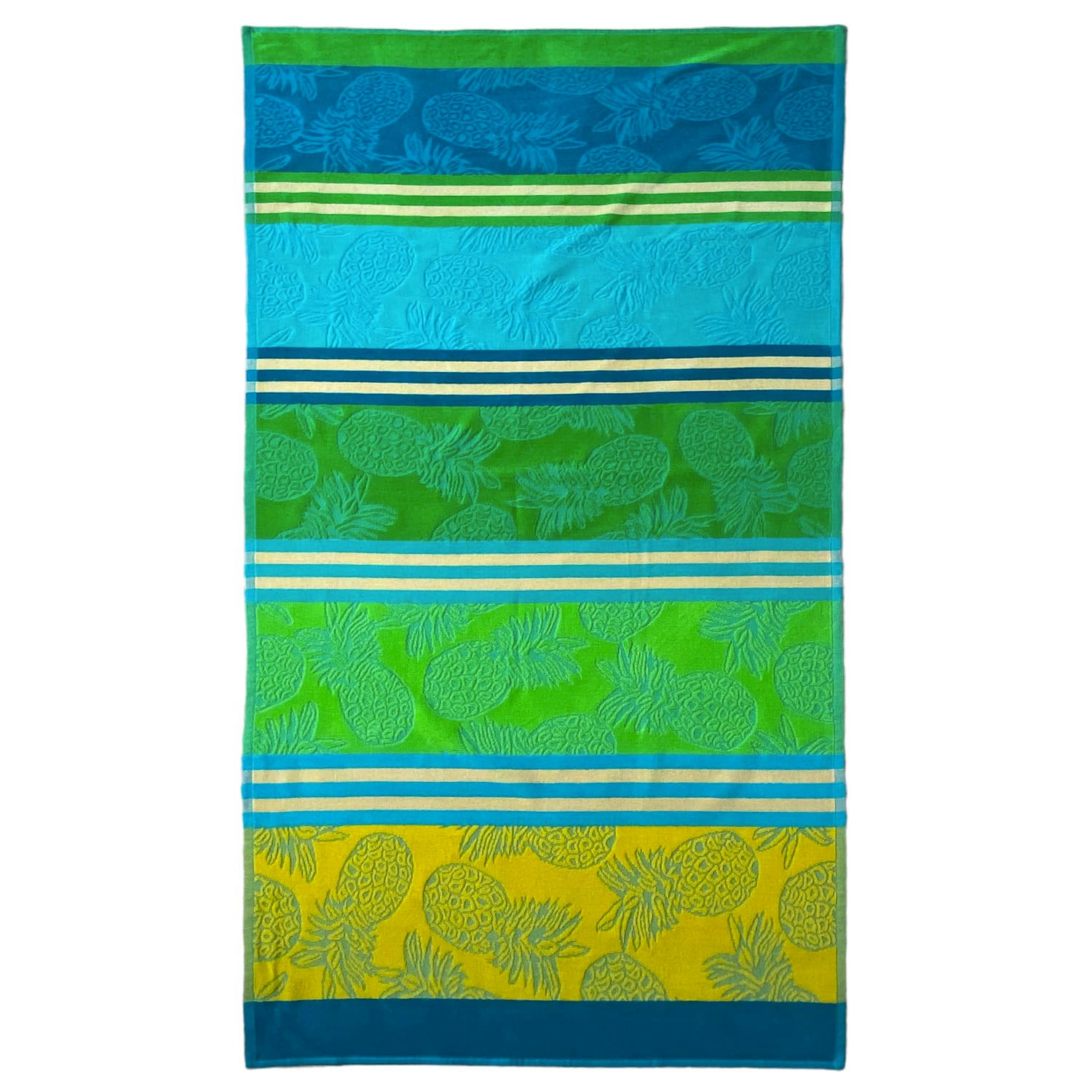 RAYURES AVEC MOTIFS ÉPONGE VELOURS CISELÉE - Serviette de plage éponge velours ciselée Cancun 90x170 vert