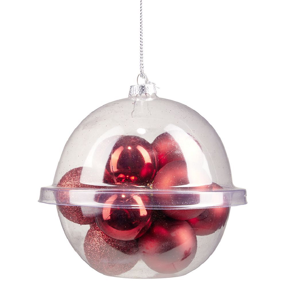 Petite boule de No&euml;l polystyrène rouge Ø3cm x12